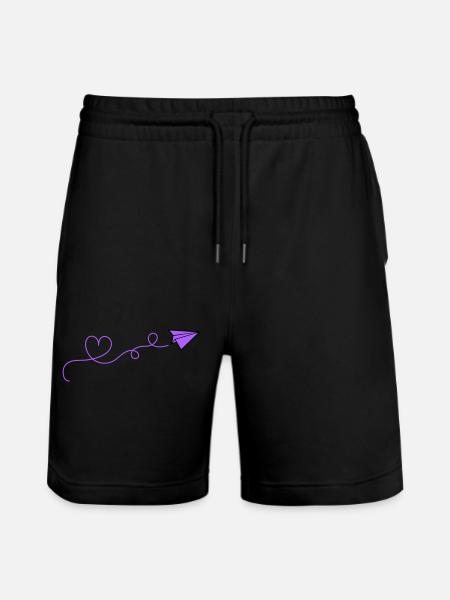 Paper Airplane Heart - Stanley/Stella Trainer Unisex Organic Jogging Shorts - black