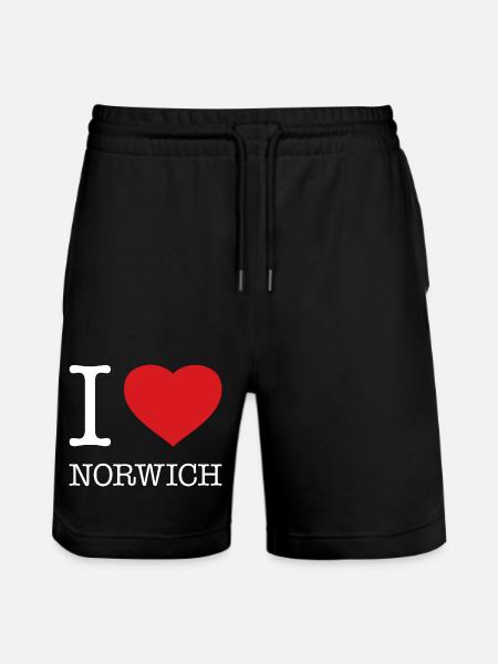 I LOVE NORWICH - Stanley/Stella Trainer Unisex Organic Jogging Shorts - black