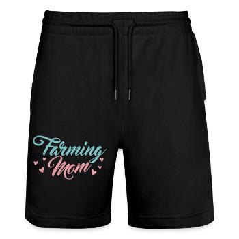 Bäuerin Mama - Stanley/Stella Unisex Bio Joggingshorts Trainer  - Schwarz - Vorne - Nik (191cm) & Marisol (170cm)