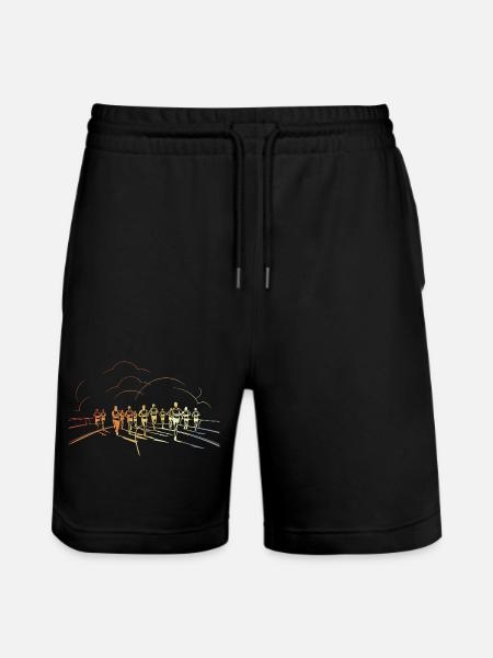 Jogger Line Art 90s Look - Stanley/Stella Trainer Unisex Organic Jogging Shorts - black