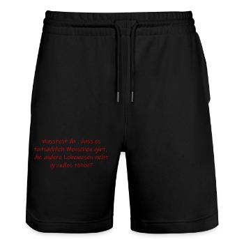 vegane Frage - Stanley/Stella Unisex Bio Joggingshorts Trainer  - Schwarz - Vorne - Nik (191cm) & Marisol (170cm)