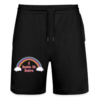 Ironic rainbow curse - Stanley/Stella Trainer Unisex Organic Jogging Shorts - black - Front - Nik (191cm) & Marisol (170cm)