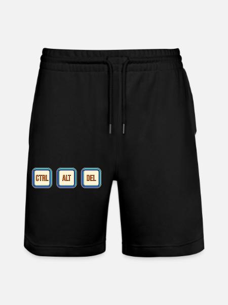 Retro Keyboard Keys CTRL ALT DEL - Stanley/Stella Trainer Unisex Organic Jogging Shorts - black