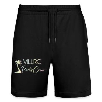 "MLLRC" Mallorca Party Crew - Tropisch - Pastell - Stanley/Stella Unisex Bio Joggingshorts Trainer  - Schwarz - Vorne - Nik (191cm) & Marisol (170cm)