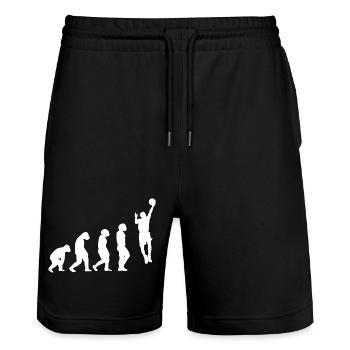 Basketball Players Evolution Basketball - Stanley/Stella Trainer Unisex Organic Jogging Shorts - black - Front - Nik (191cm) & Marisol (170cm)