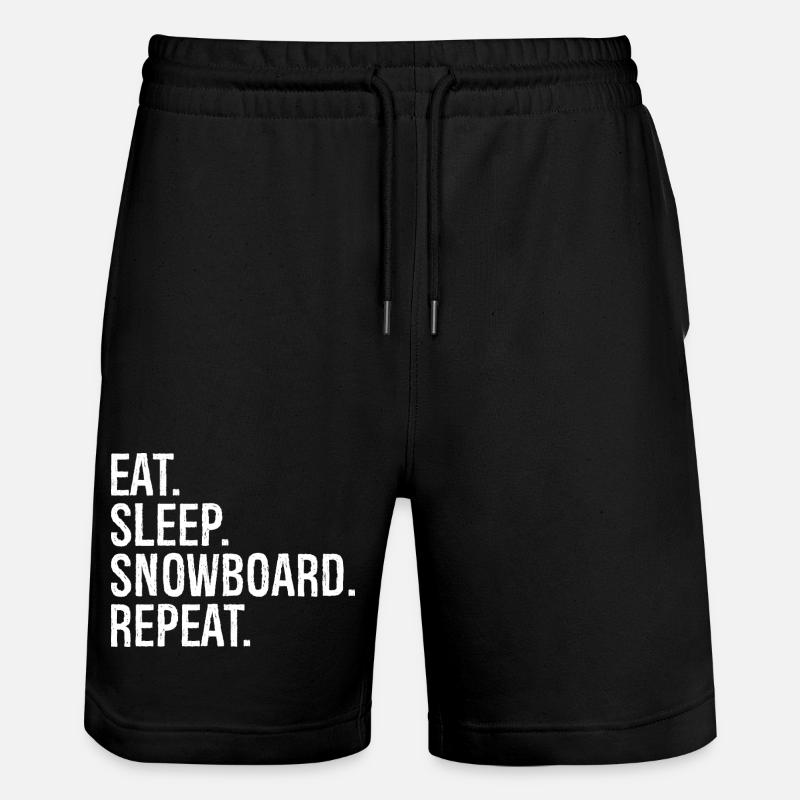 Eat Sleep Snowboard Repeat - Stanley/Stella Trainer Unisex Organic Jogging Shorts - black