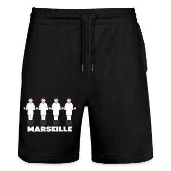 Marseille - Short de jogging bio TRAINER Stanley/Stella unisexe - noir - Devant - Nik (191cm) & Marisol (170cm)