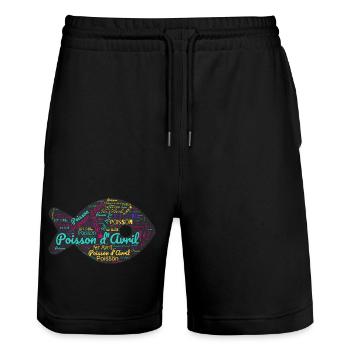 FISH. SARDINE. APRIL FOOL. ANNIVERSARY - Stanley/Stella Trainer Unisex Organic Jogging Shorts - black - Front - Nik (191cm) & Marisol (170cm)