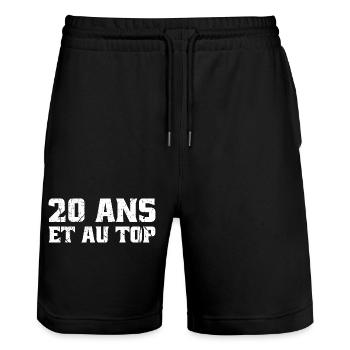 20 ans Top 20ème ANNIVERSAIRE Vintage né en 2005 - Short de jogging bio TRAINER Stanley/Stella unisexe - noir - Devant - Nik (191cm) & Marisol (170cm)
