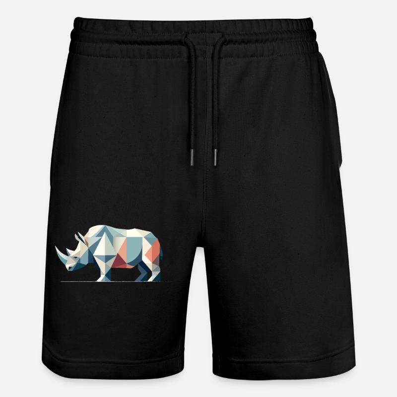 Geometric Rhinoceros – Powerful Elegance - Stanley/Stella Trainer Unisex Organic Jogging Shorts - black