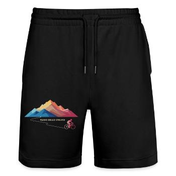 Montée cycliste du col du Stelvio - Short de jogging bio TRAINER Stanley/Stella unisexe - noir - Devant - Nik (191cm) & Marisol (170cm)