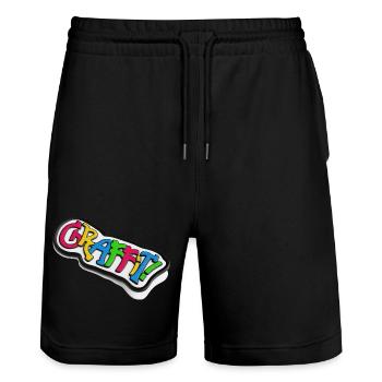 Graffiti lettrage effet 3d - Short de jogging bio TRAINER Stanley/Stella unisexe - noir - Devant - Nik (191cm) & Marisol (170cm)