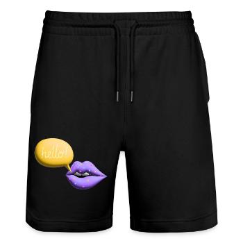 Mouth Hello Lips Retro 3D Colorful - Stanley/Stella Trainer Unisex Organic Jogging Shorts - black - Front - Nik (191cm) & Marisol (170cm)
