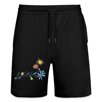Leo – Creative Zodiac Illustration - Stanley/Stella Trainer Unisex Organic Jogging Shorts - black - Front - Nik (191cm) & Marisol (170cm)