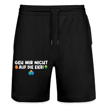 Geh mir nicht auf die Eier - Stanley/Stella Unisex Bio Joggingshorts Trainer  - Schwarz - Vorne - Nik (191cm) & Marisol (170cm)