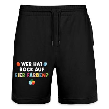 Ostern Eier färben - Stanley/Stella Unisex Bio Joggingshorts Trainer  - Schwarz - Vorne - Nik (191cm) & Marisol (170cm)