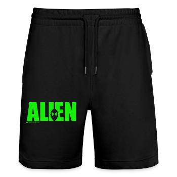 alien shadow - Stanley/Stella Trainer Unisex Organic Jogging Shorts - black - Front - Nik (191cm) & Marisol (170cm)