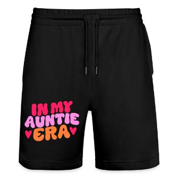 In My Auntie Era Statement - Stanley/Stella Unisex Bio Joggingshorts Trainer  - Schwarz - Vorne - Nik (191cm) & Marisol (170cm)