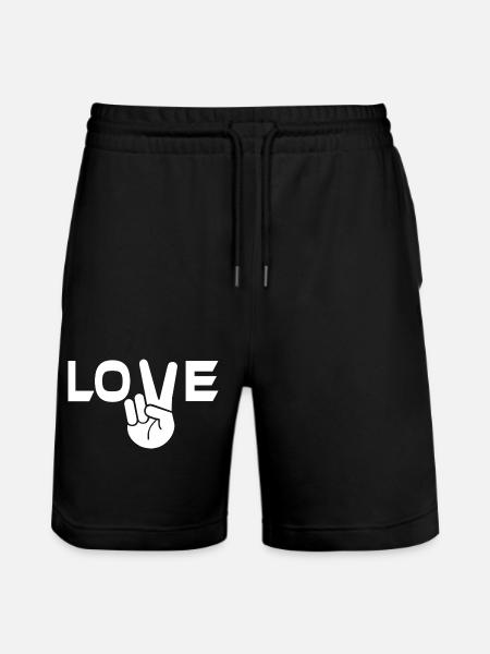 Love victory sign hand - Stanley/Stella Trainer Unisex Organic Jogging Shorts - black