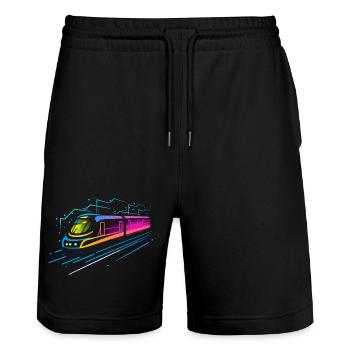 Train Cartoon Look - Short de jogging bio TRAINER Stanley/Stella unisexe - noir - Devant - Nik (191cm) & Marisol (170cm)