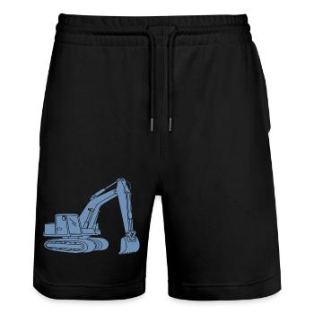 Bagger Silhouette Baugeräteführer Tiefbau - Stanley/Stella Unisex Bio Joggingshorts Trainer  - Schwarz - Vorne - Nik (191cm) & Marisol (170cm)