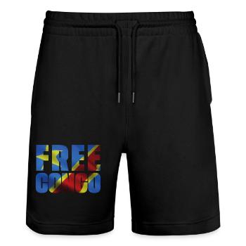 FREE CONGO - Short de jogging bio TRAINER Stanley/Stella unisexe - noir - Devant - Nik (191cm) & Marisol (170cm)