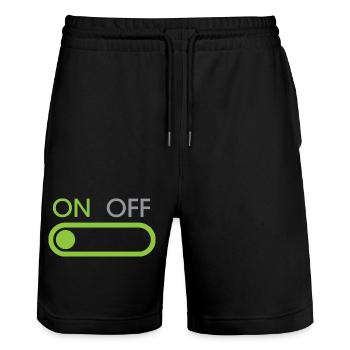 on button - Streamer und Gamer - Stanley/Stella Unisex Bio Joggingshorts Trainer  - Schwarz - Vorne - Nik (191cm) & Marisol (170cm)