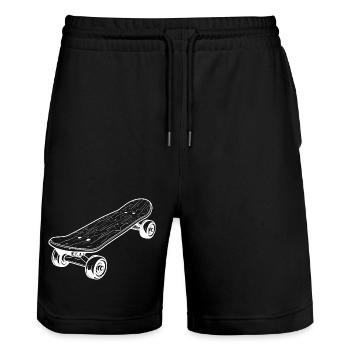 Skateboard Sketch - Stanley/Stella Trainer Unisex Organic Jogging Shorts - black - Front - Nik (191cm) & Marisol (170cm)