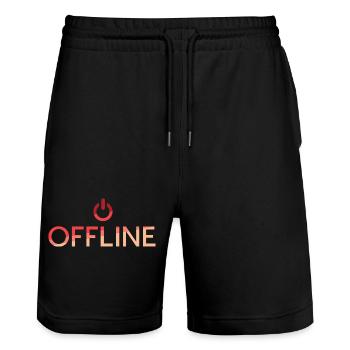 Lettrage hors ligne - bouton rouge OFF - Short de jogging bio TRAINER Stanley/Stella unisexe - noir - Devant - Nik (191cm) & Marisol (170cm)