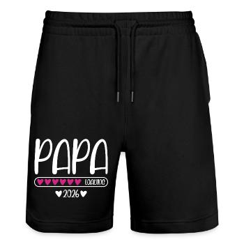 Papa 2026 loading - Stanley/Stella Unisex Bio Joggingshorts Trainer  - Schwarz - Vorne - Nik (191cm) & Marisol (170cm)