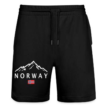 Norvège Idée cadeau Montagnes Nature - Short de jogging bio TRAINER Stanley/Stella unisexe - noir - Devant - Nik (191cm) & Marisol (170cm)