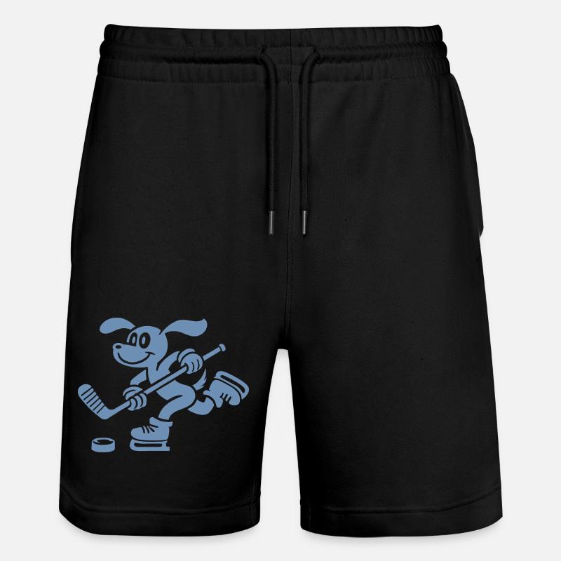 Dackel Eishockey Silhouette Minimalistisch - Stanley/Stella Unisex Bio Joggingshorts Trainer  - Schwarz