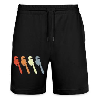 Retro Pipe Wrench - Stanley/Stella Trainer Unisex Organic Jogging Shorts - black - Front - Nik (191cm) & Marisol (170cm)