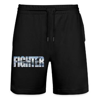 Fighter F-16 Fighting Falcon - Stanley/Stella Unisex Bio Joggingshorts Trainer  - Schwarz - Vorne - Nik (191cm) & Marisol (170cm)