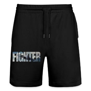Fighter F-15 Eagle - Stanley/Stella Unisex Bio Joggingshorts Trainer  - Schwarz - Vorne - Nik (191cm) & Marisol (170cm)