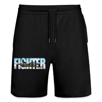 Fighter L-39 Albatros - Stanley/Stella Unisex Bio Joggingshorts Trainer  - Schwarz - Vorne - Nik (191cm) & Marisol (170cm)