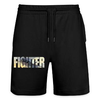 Fighter F-35 Lightning II - Stanley/Stella Unisex Bio Joggingshorts Trainer  - Schwarz - Vorne - Nik (191cm) & Marisol (170cm)