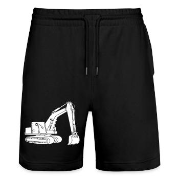 Bagger Silhouette Baugeräteführer Tiefbau - Stanley/Stella Unisex Bio Joggingshorts Trainer  - Schwarz - Vorne - Nik (191cm) & Marisol (170cm)