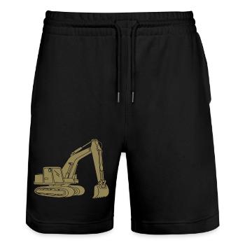 Bagger Silhouette Baugeräteführer Tiefbau - Stanley/Stella Unisex Bio Joggingshorts Trainer  - Schwarz - Vorne - Nik (191cm) & Marisol (170cm)