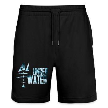 Motif de poisson de mer sous-marin - Short de jogging bio TRAINER Stanley/Stella unisexe - noir - Devant - Nik (191cm) & Marisol (170cm)