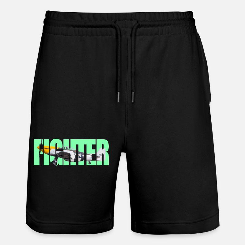 Fighter P-51 - Stanley/Stella Unisex Bio Joggingshorts Trainer  - Schwarz