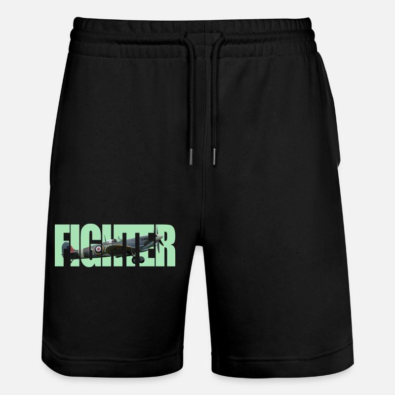 Fighter Spitfire - Stanley/Stella Unisex Bio Joggingshorts Trainer  - Schwarz