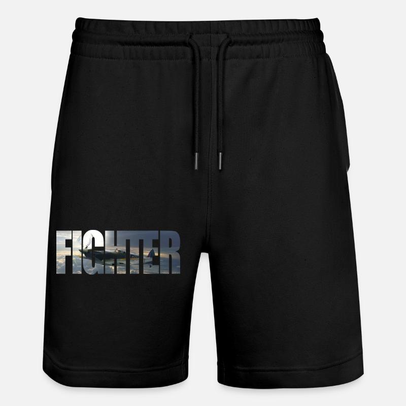 Fighter Spitfire - Stanley/Stella Trainer Unisex Organic Jogging Shorts - black
