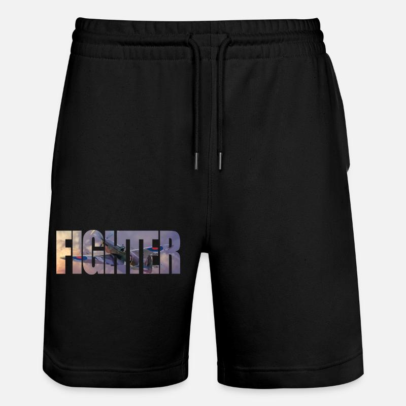 Fighter Spitfire - Stanley/Stella Trainer Unisex Organic Jogging Shorts - black