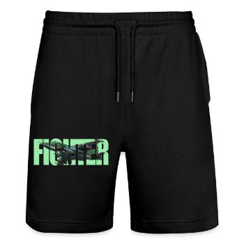 Fighter Su-25 - Stanley/Stella Trainer Unisex Organic Jogging Shorts - black - Front - Nik (191cm) & Marisol (170cm)