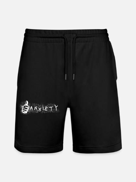 Anxiety Thumbs Up Ironic Mental Health Design. - Stanley/Stella Trainer Unisex Organic Jogging Shorts - black