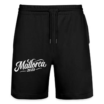 Mallorca 2025 - Stanley/Stella Unisex Bio Joggingshorts Trainer  - Schwarz - Vorne - Nik (191cm) & Marisol (170cm)