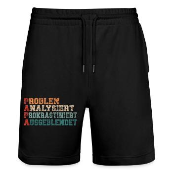 Papa - lustiger Spruch - Stanley/Stella Unisex Bio Joggingshorts Trainer  - Schwarz - Vorne - Nik (191cm) & Marisol (170cm)
