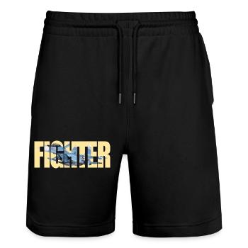 Fighter Su-30SM - Stanley/Stella Trainer Unisex Organic Jogging Shorts - black - Front - Nik (191cm) & Marisol (170cm)