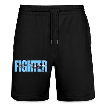 Fighter Su-30SM - Stanley/Stella Trainer Unisex Organic Jogging Shorts - black - Front - Nik (191cm) & Marisol (170cm)